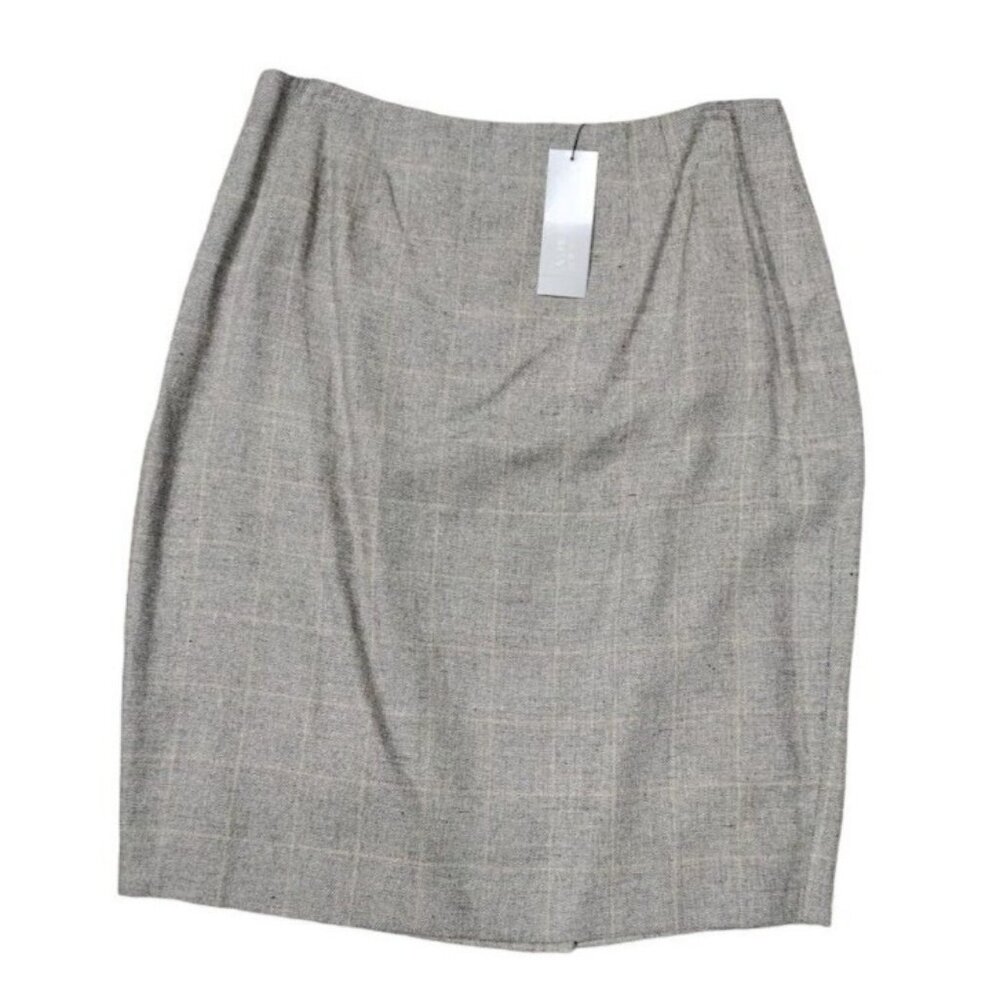 NWT VTG Linda Allard Ellen Tracy Pencil Skirt Women's 14 White Black Plaid Silk - Picture 3 of 13